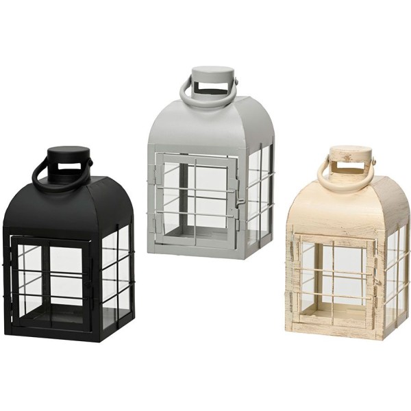 Farolillo portavelas decorativo de hierro, colores surtidos 13,5 x 13,5 x 24 cm