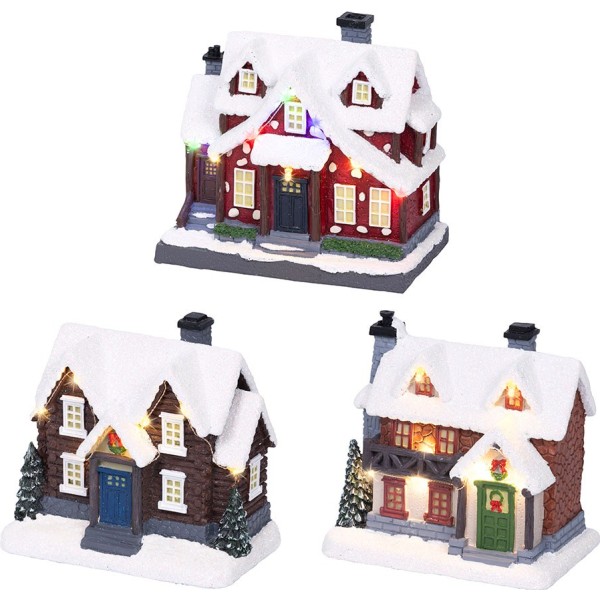Casita de navidad led con luz fija, modelos variados